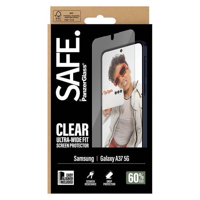 Kaljeno staklo UWF s aplikatorom za Samsung Galaxy A37, Prozirna, SAFE by PanzerGlass
