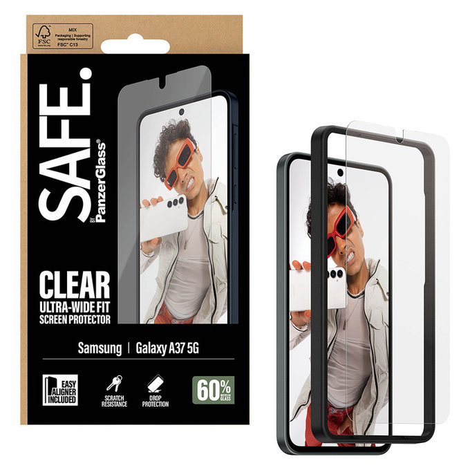 Kaljeno staklo UWF s aplikatorom za Samsung Galaxy A37, Prozirna, SAFE by PanzerGlass