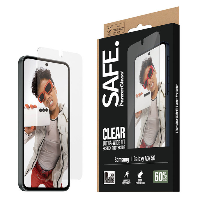 Kaljeno staklo UWF s aplikatorom za Samsung Galaxy A37, Prozirna, SAFE by PanzerGlass