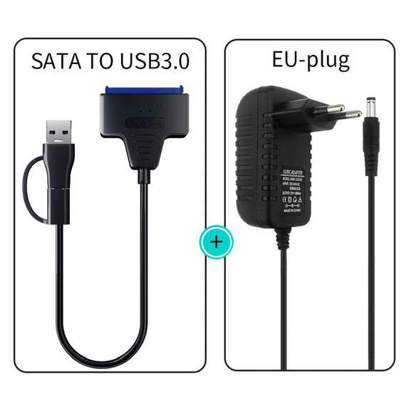 USB 3.0 / USB-C na SATA adapter za 2.5" i 3.5" HDD/SSD, s napajanjem