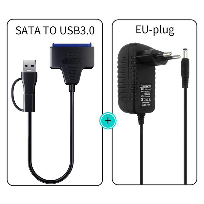 USB 3.0 / USB-C na SATA adapter za 2.5" i 3.5" HDD/SSD, s napajanjem