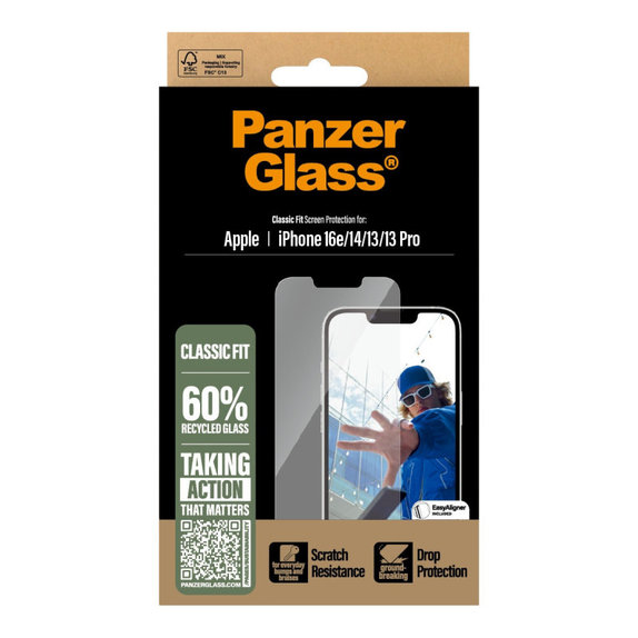 Kaljeno staklo s aplikatorom za iPhone 17e/16e/14/13/13 Pro, Prozirna, PanzerGlass