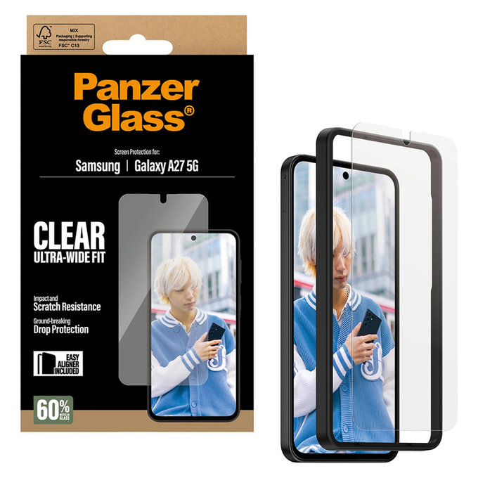 Kaljeno staklo UWF s aplikatorom za Samsung Galaxy A27, Prozirna, PanzerGlass