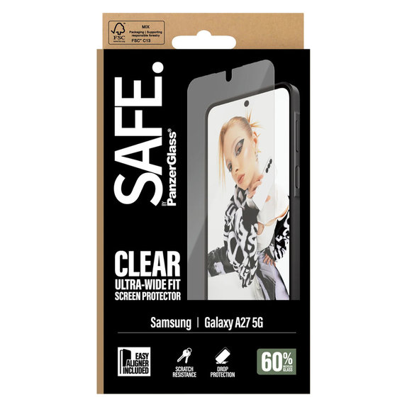 Kaljeno staklo UWF s aplikatorom za Samsung Galaxy A27, Prozirna, SAFE by PanzerGlass