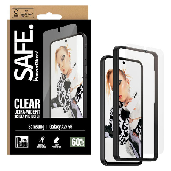 Kaljeno staklo UWF s aplikatorom za Samsung Galaxy A27, Prozirna, SAFE by PanzerGlass