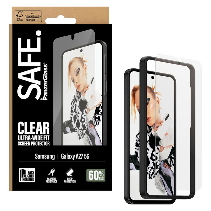 Kaljeno staklo UWF s aplikatorom za Samsung Galaxy A27, Prozirna, SAFE by PanzerGlass