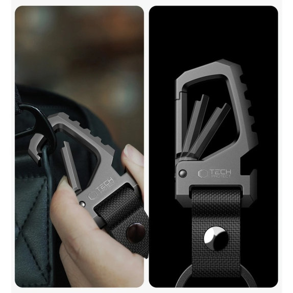 Privjesak za ključeve Slidelock Carabiner Keychain, Gunmetal, Tech-Protect