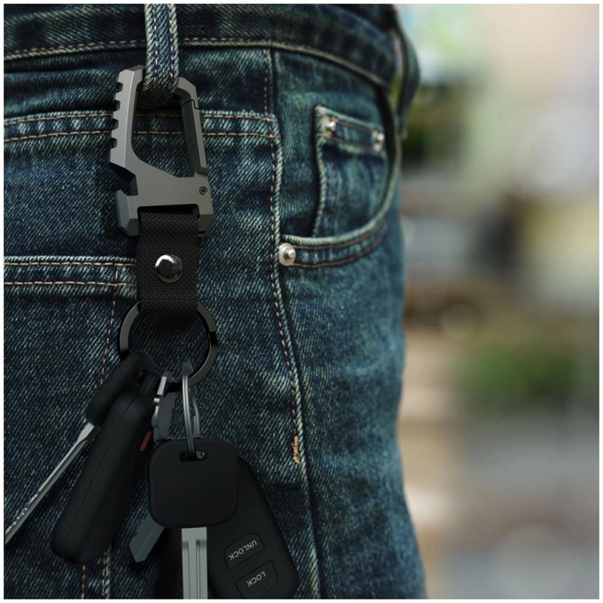 Privjesak za ključeve Slidelock Carabiner Keychain, Gunmetal, Tech-Protect