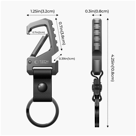 Privjesak za ključeve Slidelock Carabiner Keychain, Gunmetal, Tech-Protect