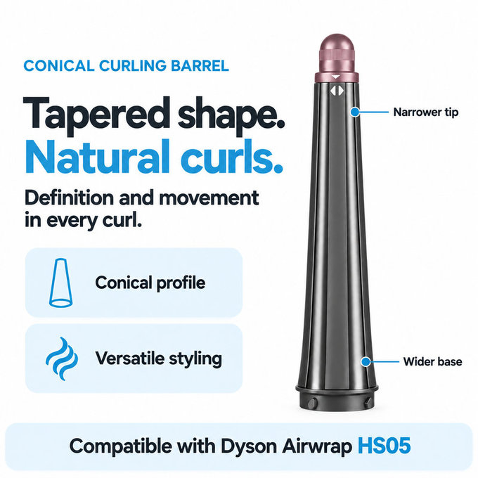 Konusni nastavak za kovrčanje za Dyson Airwrap HS05, Ceramic Pink / Rose Gold