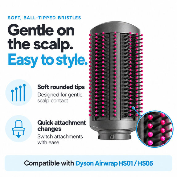 Mekana četka za zaglađivanje za Dyson Airwrap HS01, HS05, Iron / Fuchsia
