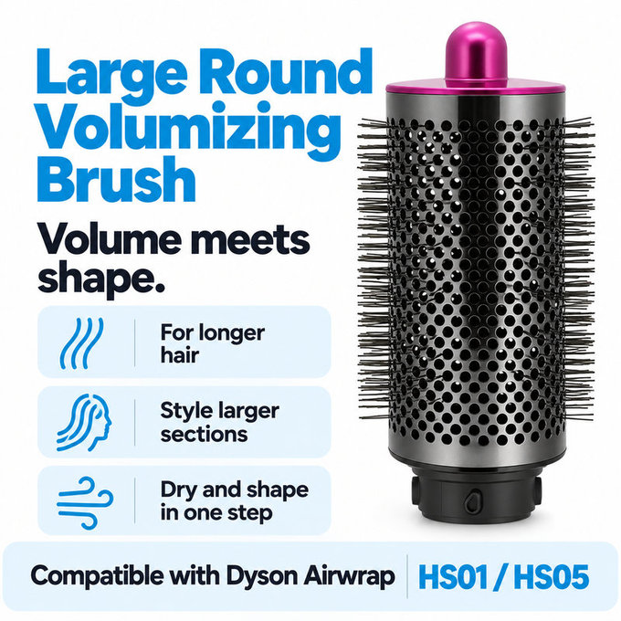 Velika okrugla četka za volumen za Dyson Airwrap HS01, HS05, Iron / Fuchsia