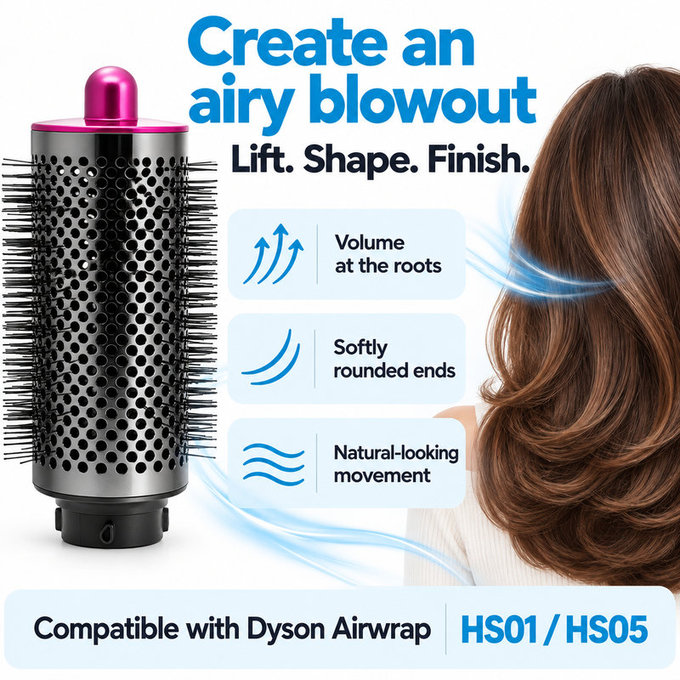 Velika okrugla četka za volumen za Dyson Airwrap HS01, HS05, Iron / Fuchsia