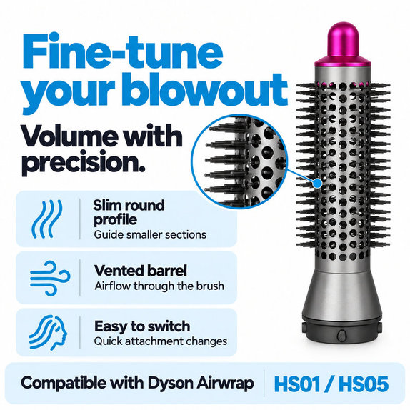 Mala okrugla četka za volumen za Dyson Airwrap HS01, HS05, Iron / Fuchsia