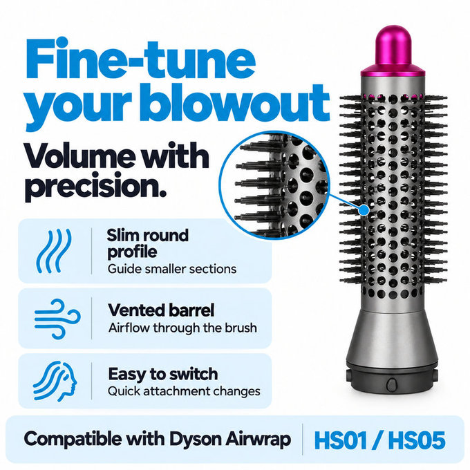 Mala okrugla četka za volumen za Dyson Airwrap HS01, HS05, Iron / Fuchsia
