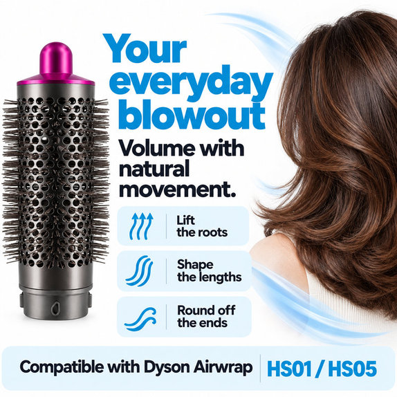 Srednja okrugla četka za volumen za Dyson Airwrap HS01, HS05, Iron / Fuchsia