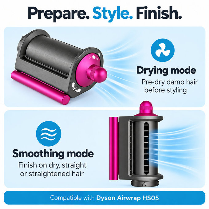 Coanda nastavak za zaglađivanje i sušenje za Dyson Airwrap HS05, Iron / Fuchsia