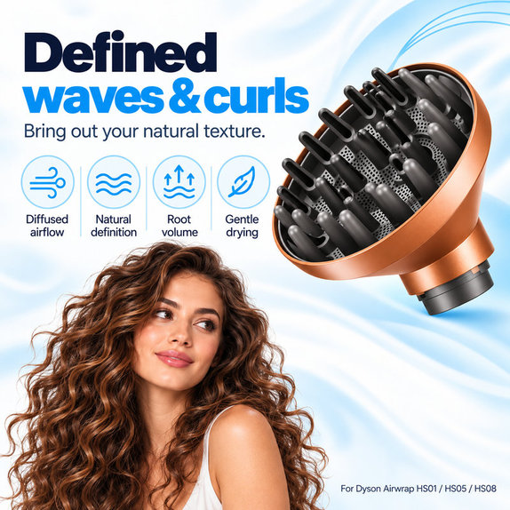 Difuzor Wave + Curl za Dyson Airwrap HS01, HS05, HS08, Copper