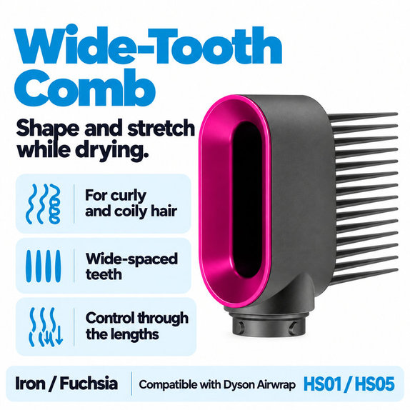 Češalj sa širokim zupcima za Dyson Airwrap HS01, HS05, Iron / Fuchsia