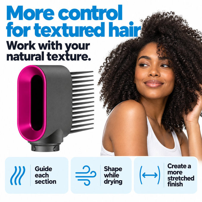 Češalj sa širokim zupcima za Dyson Airwrap HS01, HS05, Iron / Fuchsia