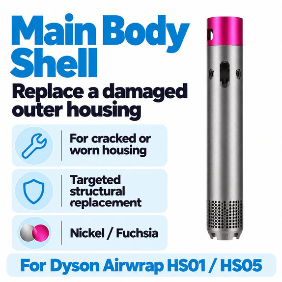 Kućište glavnog tijela za Dyson Airwrap HS01, HS05, Nickel / Fuchsia