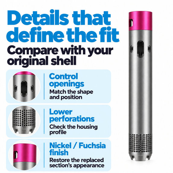 Kućište glavnog tijela za Dyson Airwrap HS01, HS05, Nickel / Fuchsia