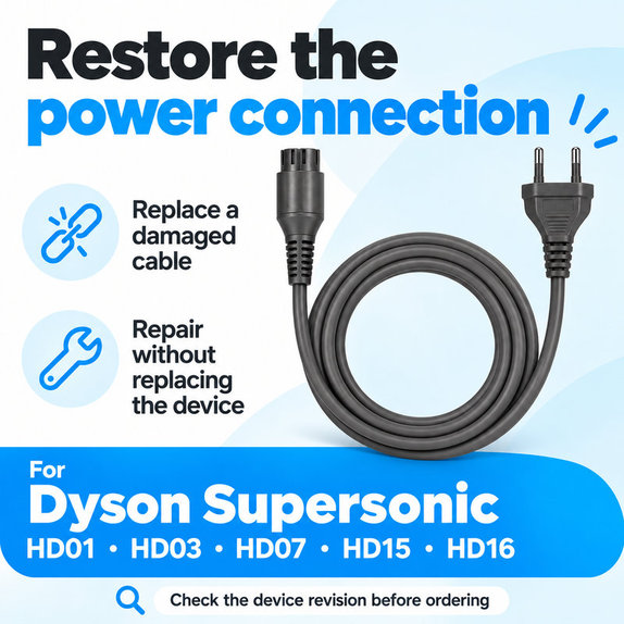 Kabel za napajanje za Dyson Supersonic HD01, HD03, HD07, HD15, HD16