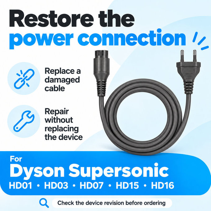 Kabel za napajanje za Dyson Supersonic HD01, HD03, HD07, HD15, HD16