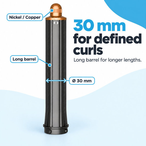 Dugi nastavak za kovrčanje za Dyson Airwrap HS01, HS05, 30 mm, Nickel / Copper