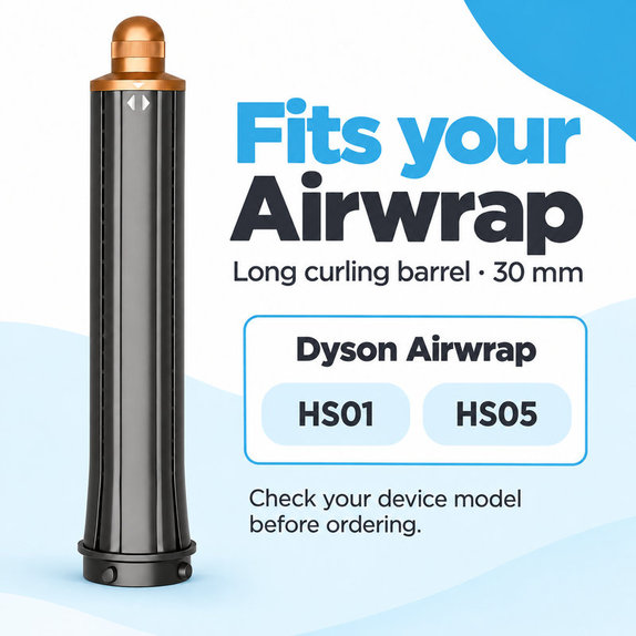Dugi nastavak za kovrčanje za Dyson Airwrap HS01, HS05, 30 mm, Nickel / Copper