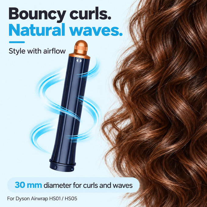Dugi nastavak za kovrčanje za Dyson Airwrap HS01, HS05, 30 mm, Prussian Blue / Rich Copper
