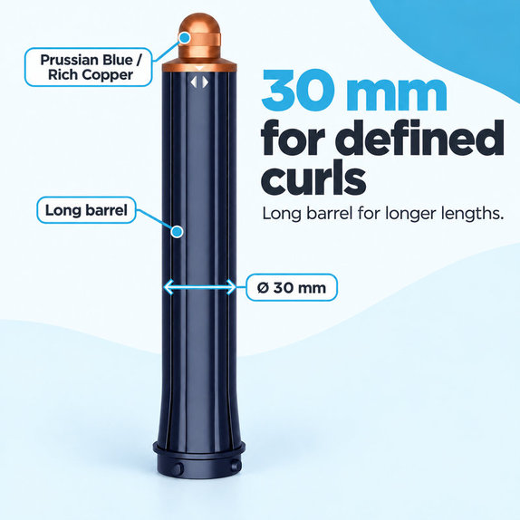 Dugi nastavak za kovrčanje za Dyson Airwrap HS01, HS05, 30 mm, Prussian Blue / Rich Copper