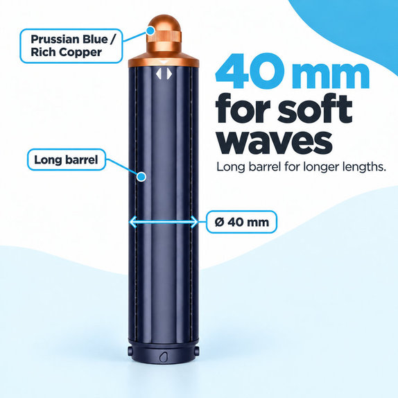 Dugi nastavak za kovrčanje za Dyson Airwrap HS01, HS05, 40 mm, Prussian Blue / Rich Copper