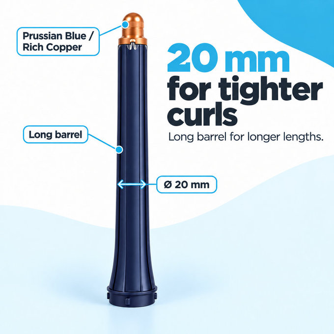 Dugi nastavak za kovrčanje za Dyson Airwrap HS01, HS05, 20 mm, Prussian Blue / Rich Copper