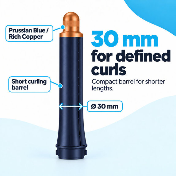 Kratki nastavak za kovrčanje za Dyson Airwrap HS01, HS05, 30 mm, Prussian Blue / Rich Copper