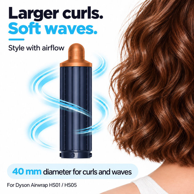 Kratki nastavak za kovrčanje za Dyson Airwrap HS01, HS05, 40 mm, Prussian Blue / Rich Copper