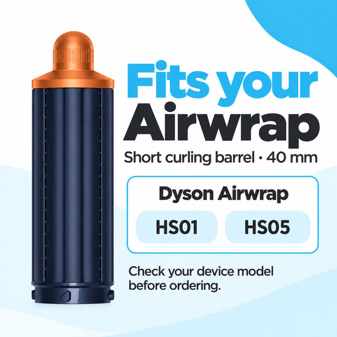 Kratki nastavak za kovrčanje za Dyson Airwrap HS01, HS05, 40 mm, Prussian Blue / Rich Copper