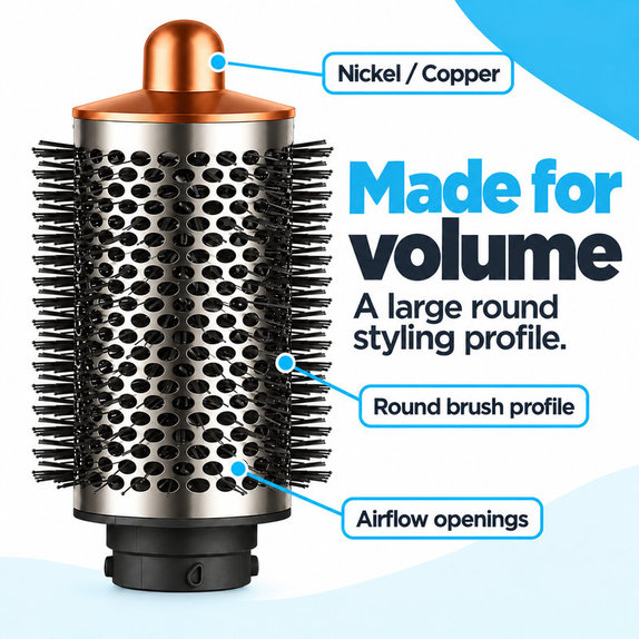Velika okrugla četka za volumen za Dyson Airwrap HS01, HS05, Nickel / Copper