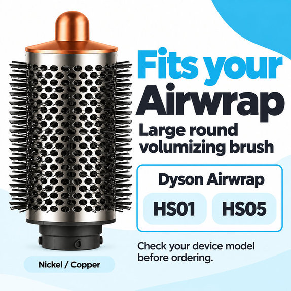 Velika okrugla četka za volumen za Dyson Airwrap HS01, HS05, Nickel / Copper