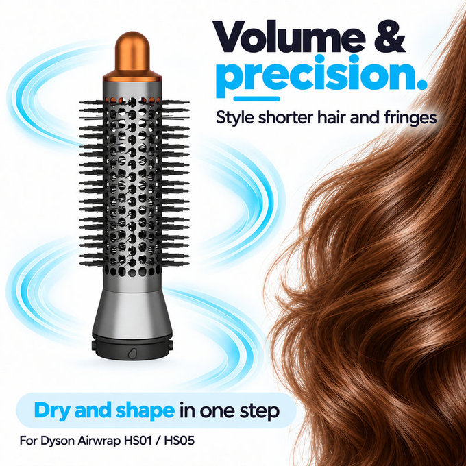 Mala okrugla četka za volumen za Dyson Airwrap HS01, HS05, Nickel / Copper