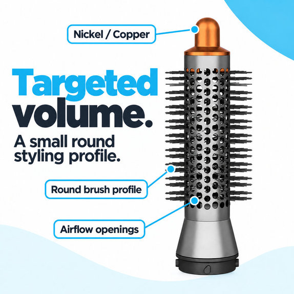 Mala okrugla četka za volumen za Dyson Airwrap HS01, HS05, Nickel / Copper