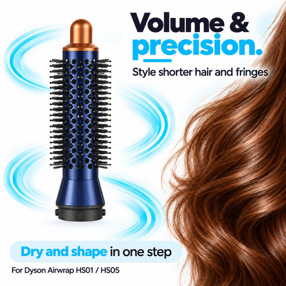Mala okrugla četka za volumen za Dyson Airwrap HS01, HS05, Prussian Blue / Rich Copper