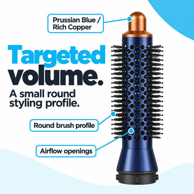 Mala okrugla četka za volumen za Dyson Airwrap HS01, HS05, Prussian Blue / Rich Copper