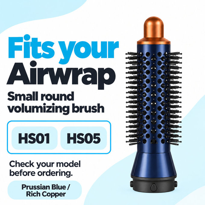 Mala okrugla četka za volumen za Dyson Airwrap HS01, HS05, Prussian Blue / Rich Copper