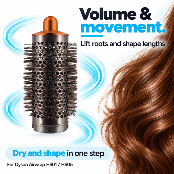 Srednja okrugla četka za volumen za Dyson Airwrap HS01, HS05, Nickel / Copper