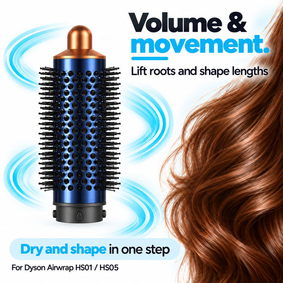 Srednja okrugla četka za volumen za Dyson Airwrap HS01, HS05, Prussian Blue / Rich Copper