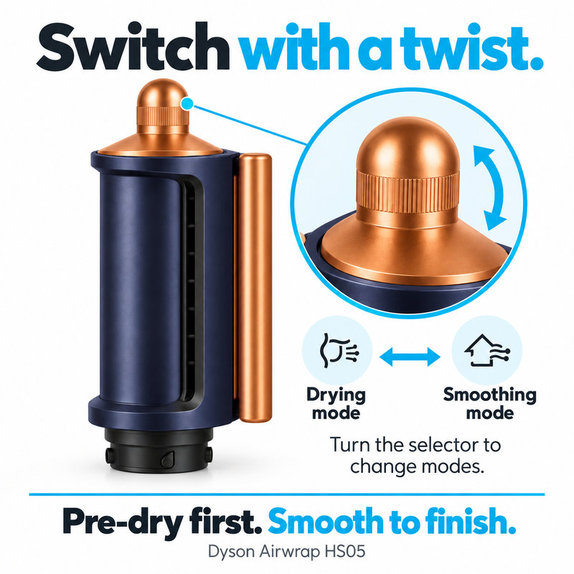 Coanda nastavak za zaglađivanje i sušenje za Dyson Airwrap HS05, Prussian Blue / Rich Copper