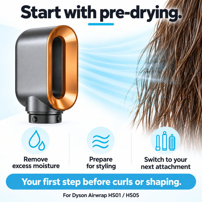 Nastavak za brzo sušenje za Dyson Airwrap HS01, HS05, Nickel / Copper