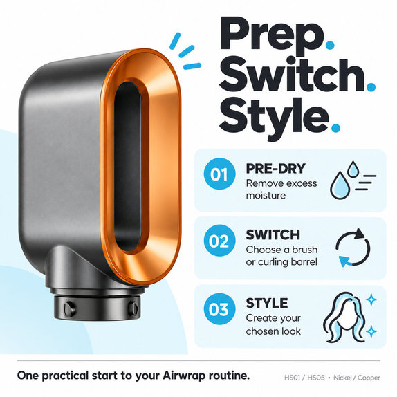 Nastavak za brzo sušenje za Dyson Airwrap HS01, HS05, Nickel / Copper