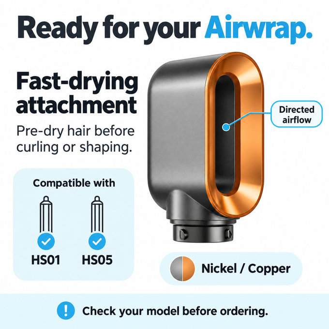 Nastavak za brzo sušenje za Dyson Airwrap HS01, HS05, Nickel / Copper